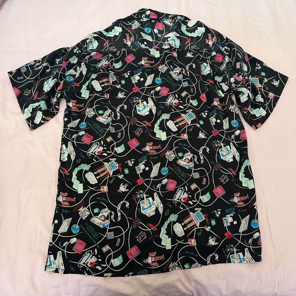 Nicole Miller Y2K Black Multicolor Graphic Button Down Shir - Picture 5 of 5